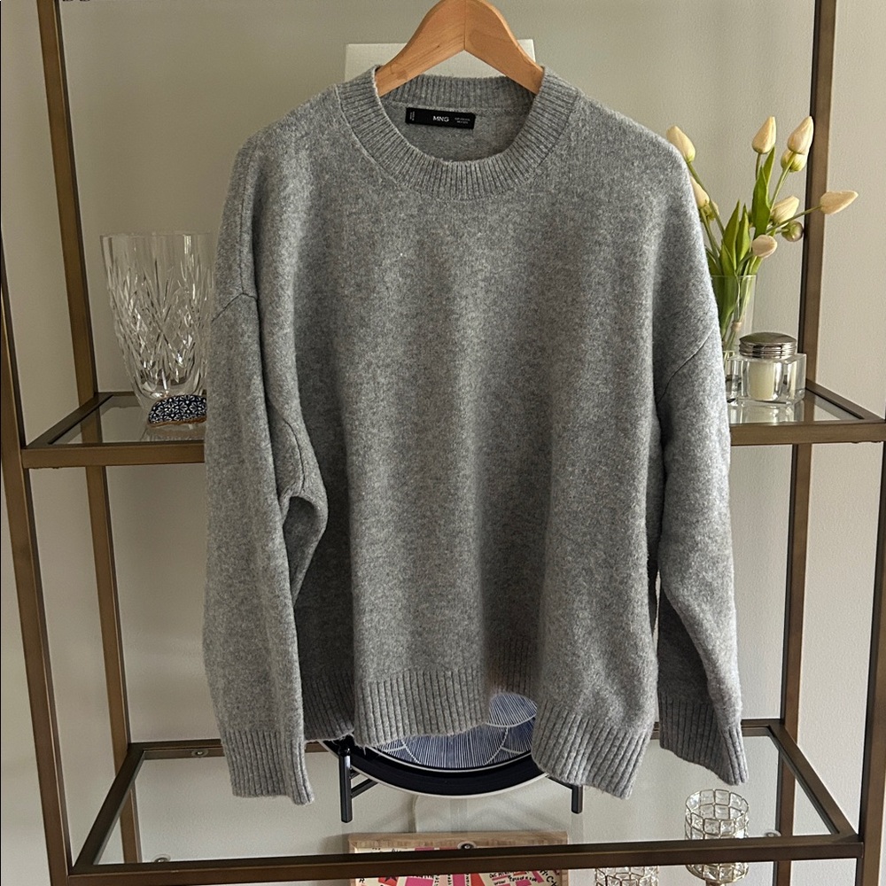 Mango Gray Knit Dolman Sweater XXL
